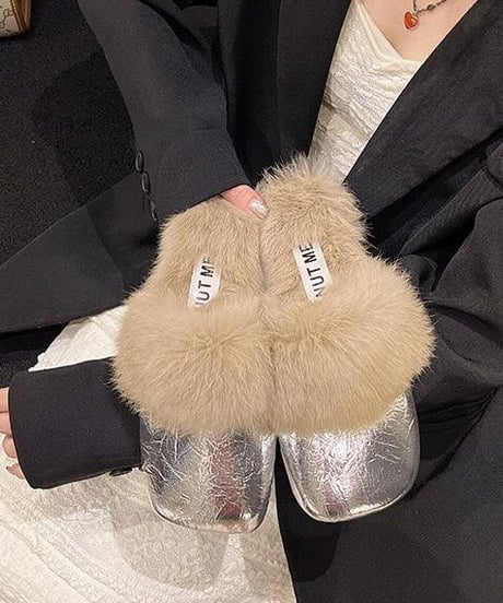 faux fur mules  / 2color　hm2562
