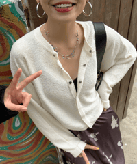 short knit cardigan / 2color　hm1330