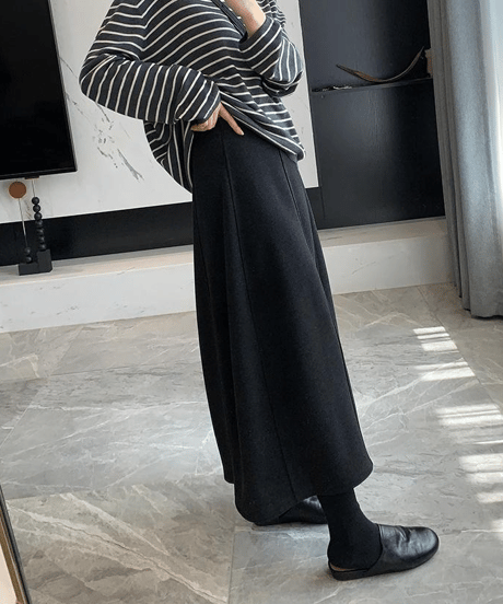wool flare long skirt / 2color　hm2802