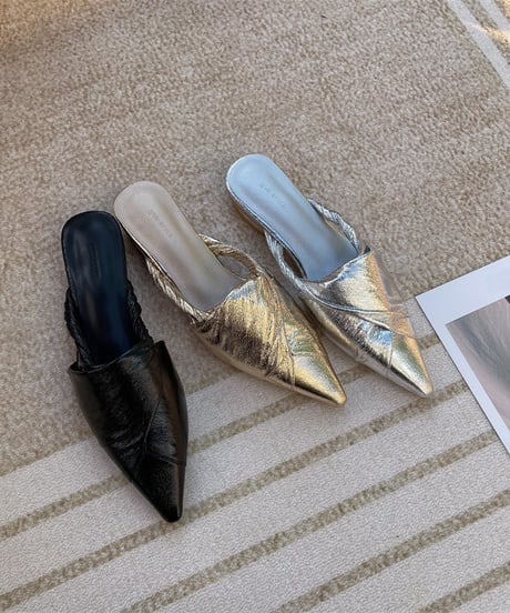 metallic pointed mules / 3color　hm1408