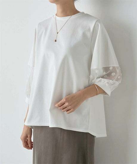 sheer sleeve top / 2color　hm2983