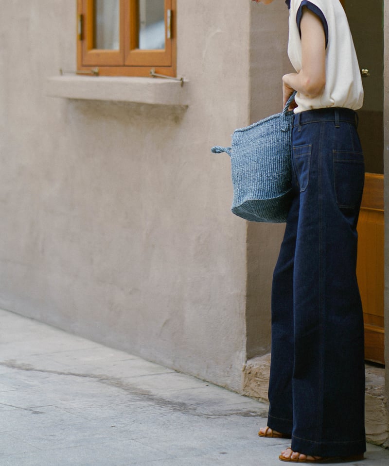 high waist denim wide pants hm1377 | Her Me