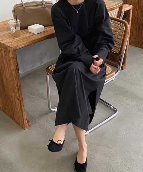waist tuck side slit dress / 3color　hm1742