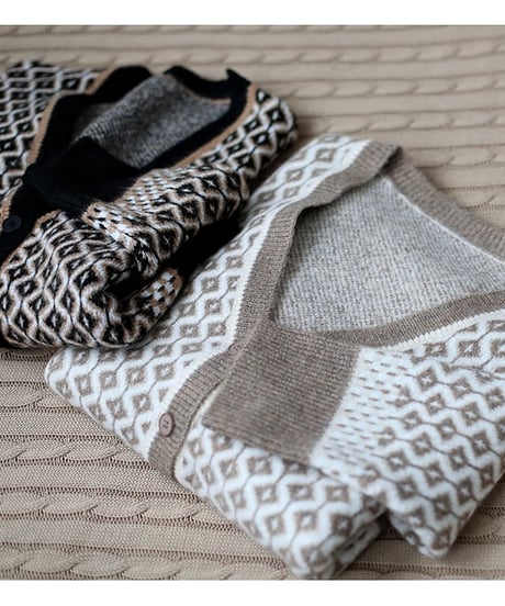 《即納》geometric cardigan / 3color　hm1717