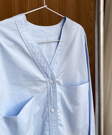 collarless v-neck shirt / 2color　hm2045