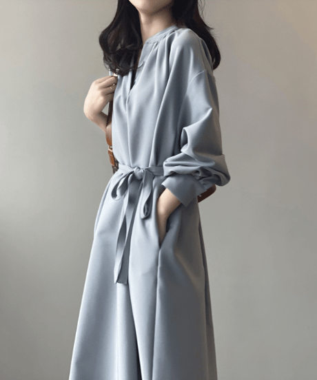 waist tie dress  / 2color　hm2629