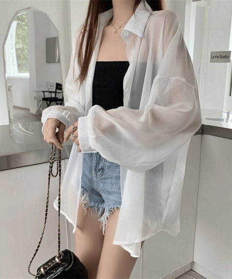 sheer loose shirt / 7color　hm2881