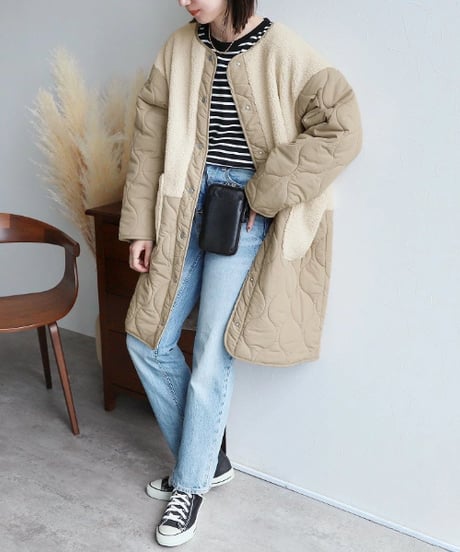 hybrid quilted coat / 3color　hm2570