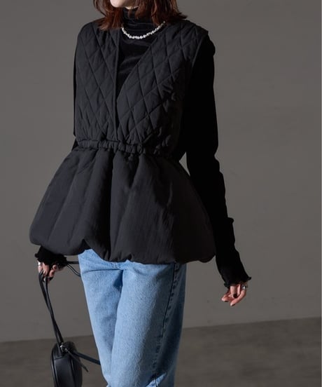 balloon quilted vest / 2color　hm2580
