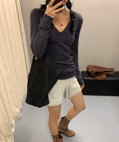v-neck thermal top / 2color　hm2081