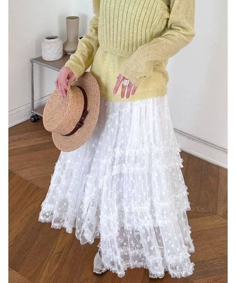 sheer tiered skirt / 2color　hm2272