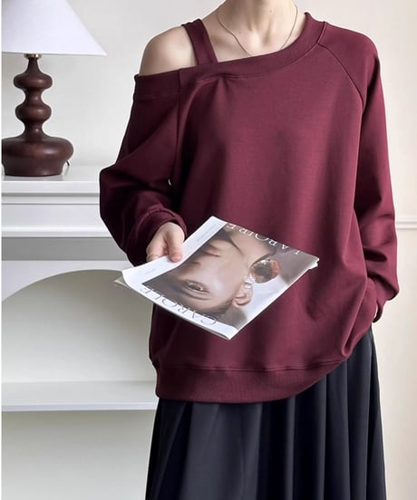 one shoulder loose top / 3color　hm1708