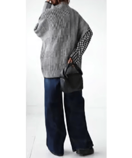 patchwork pattern knit top　hm2687