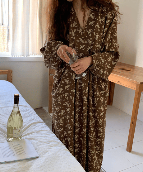 v-neck floral dress / 2color　hm2914