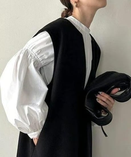 stand collar blouse / 4color　hm2526