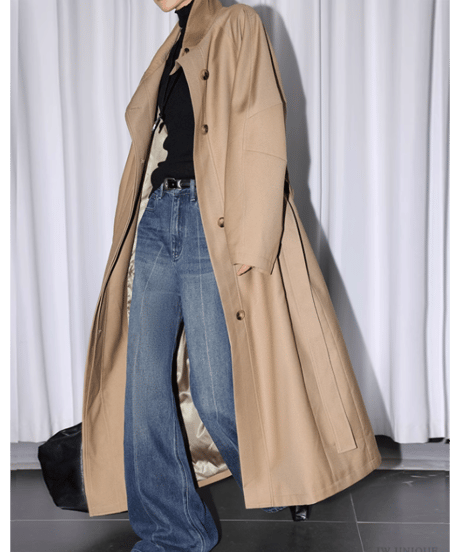 stand collar long coat　hm1843