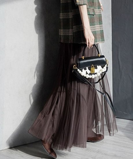 long flared tulle skirt / 4color　hm1885