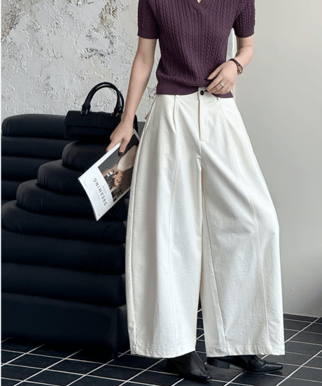 wide silhouette tuck pants / 4color　hm2765