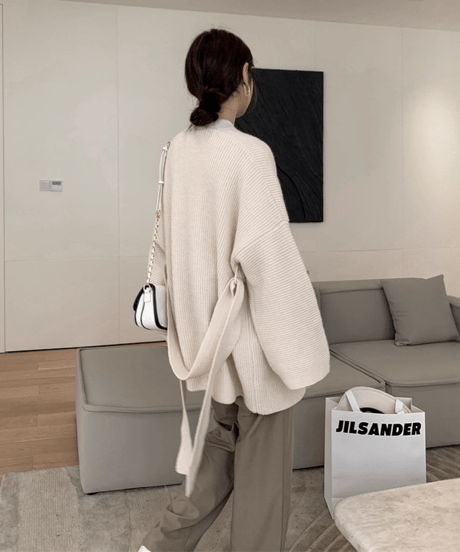 belted knit gown / 2color　hm2696