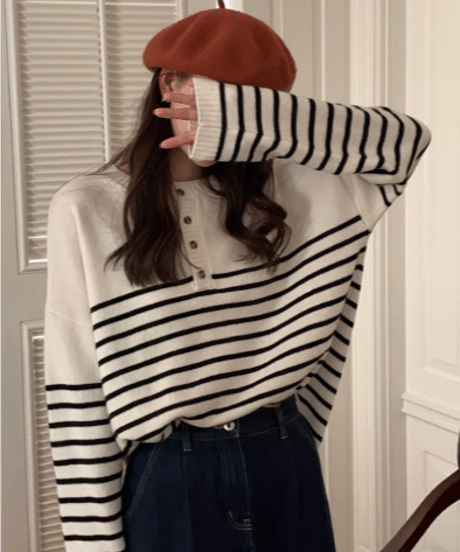 stripe knit top　hm2665