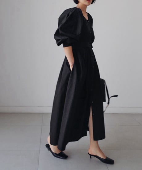 bubble sleeve shirt dress / 2color　hm1582