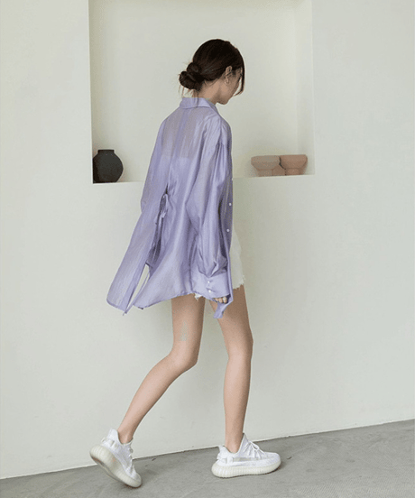 ribbon sheer shirt / 2color　hm2878
