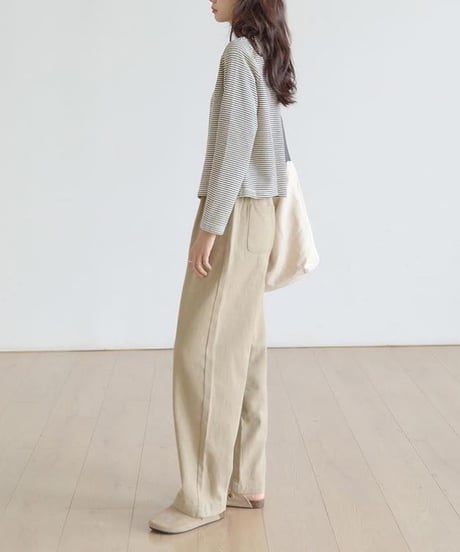 henley neck border top　hm1739