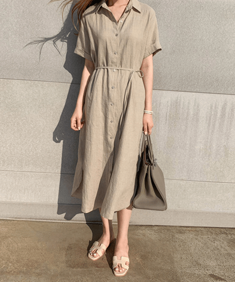 belted shirt dress / 3color　hm2982