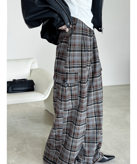plaid wide pants / 2color　hm2768
