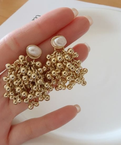 pearl flower pierce / 2color　hm2377
