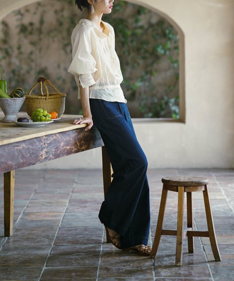 high waist denim wide pants　hm1377