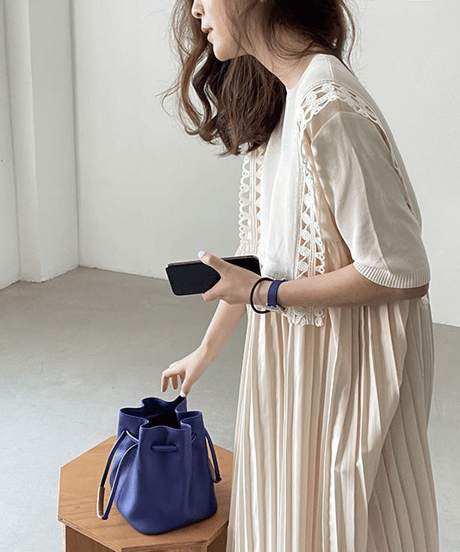 pleated lace dress / 2color　hm2861