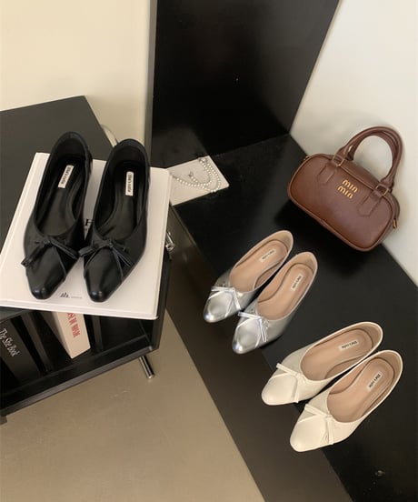 toe bow flats shoes / 3color　hm2117