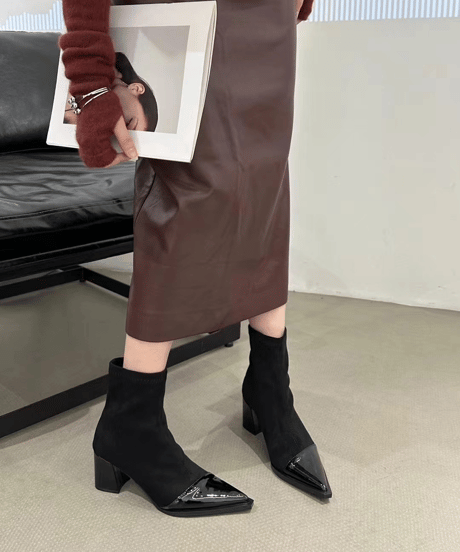 spliced high heel boots / 4color　hm2528