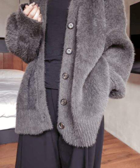 shaggy knit cardigan / 3color　hm1002