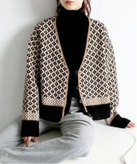《即納》geometric cardigan / 3color　hm1717