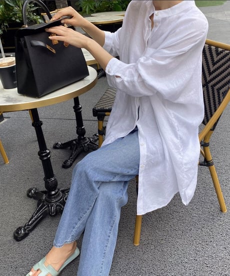 relaxed linen shirt　hm2939