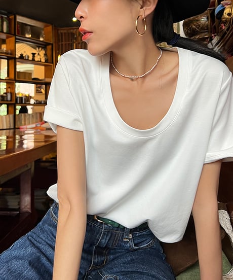 u-neck cotton t-shirt / 3color　hm1308