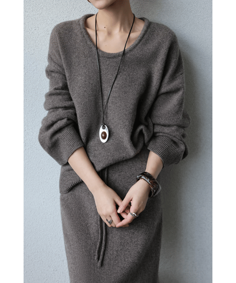 knit top & skirt setup / 2color　hm1845