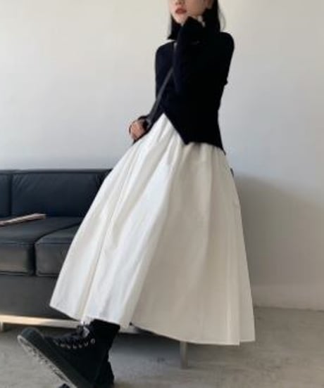 long double flare skirt / 2color　hm2004