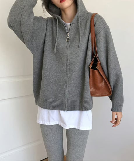 zip knit hoodie / 4color　hm2655