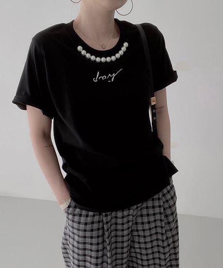 pearl neck logo t-shirt / 3color　hm1405