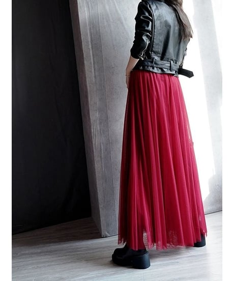 long flared tulle skirt / 4color　hm1885