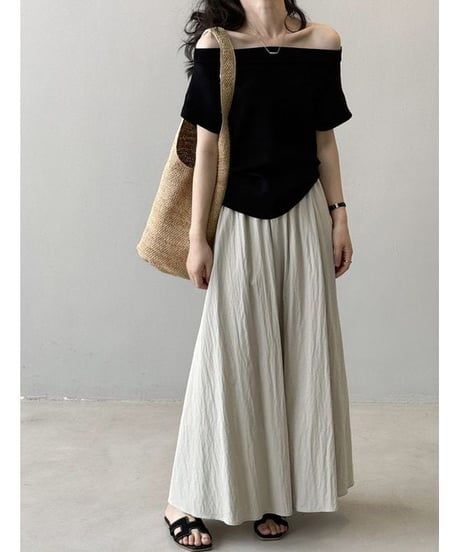 pleated maxi skirt / 4color　hm2324