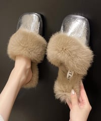 faux fur mules  / 2color　hm2562