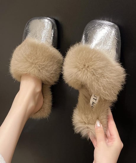 faux fur mules  / 2color　hm2562
