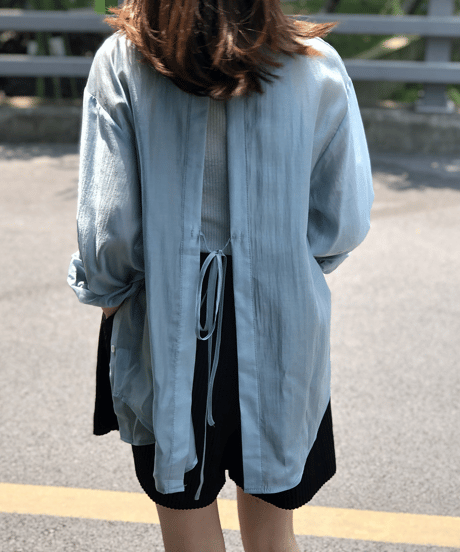 sheer open back shirt / 2color　hm1365