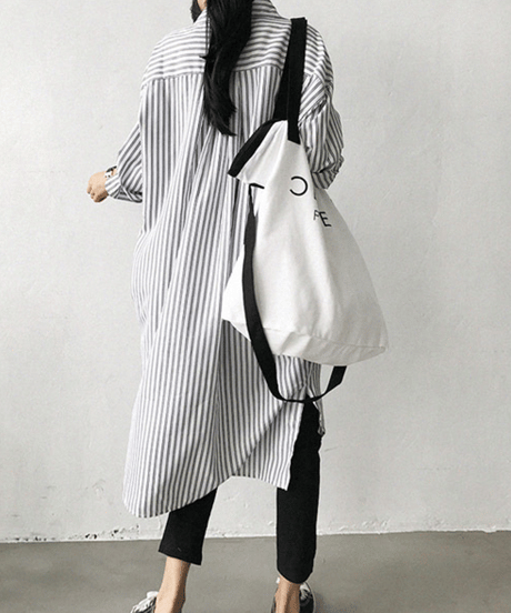 striped long shirt dress / 2color　hm2830