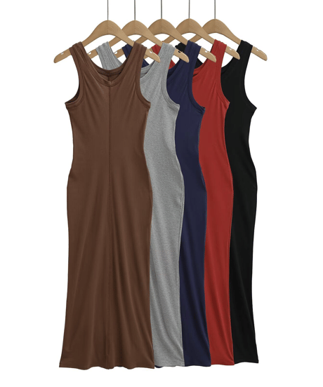 sleeveless plain dress / 5color　hm1401