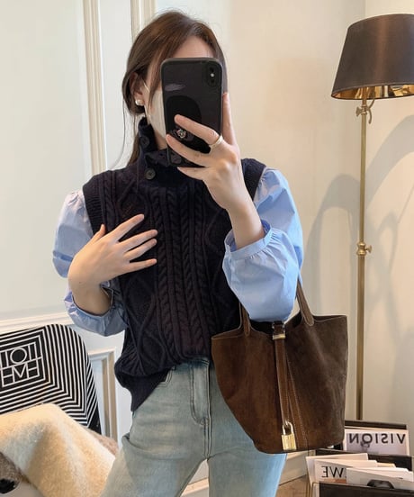layered vest blouse / 3color　hm1849